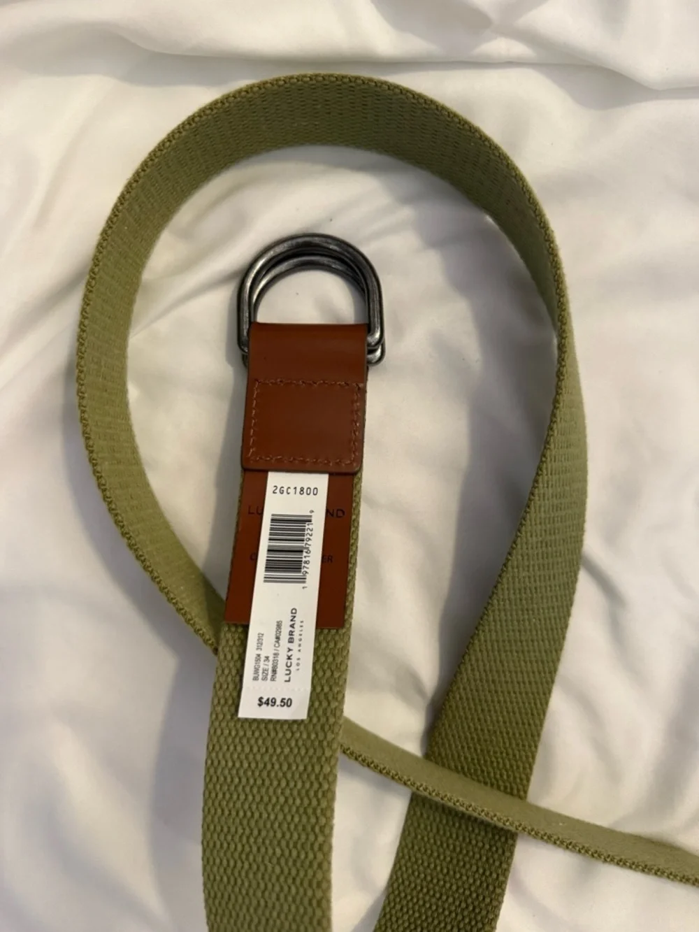NWT Lucky Brand Men's Solid Webbing Belt Size 34